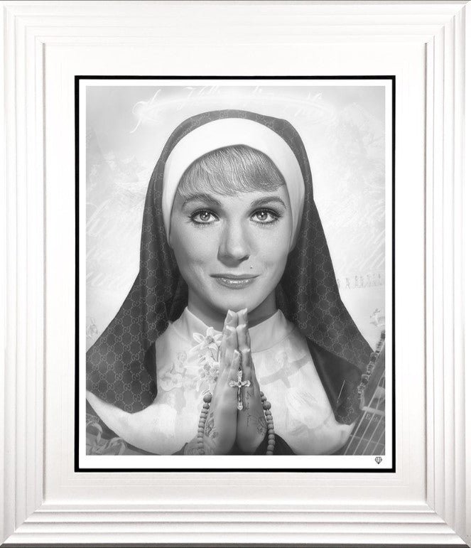 99 problems black and white print framed in white by artist jj adams