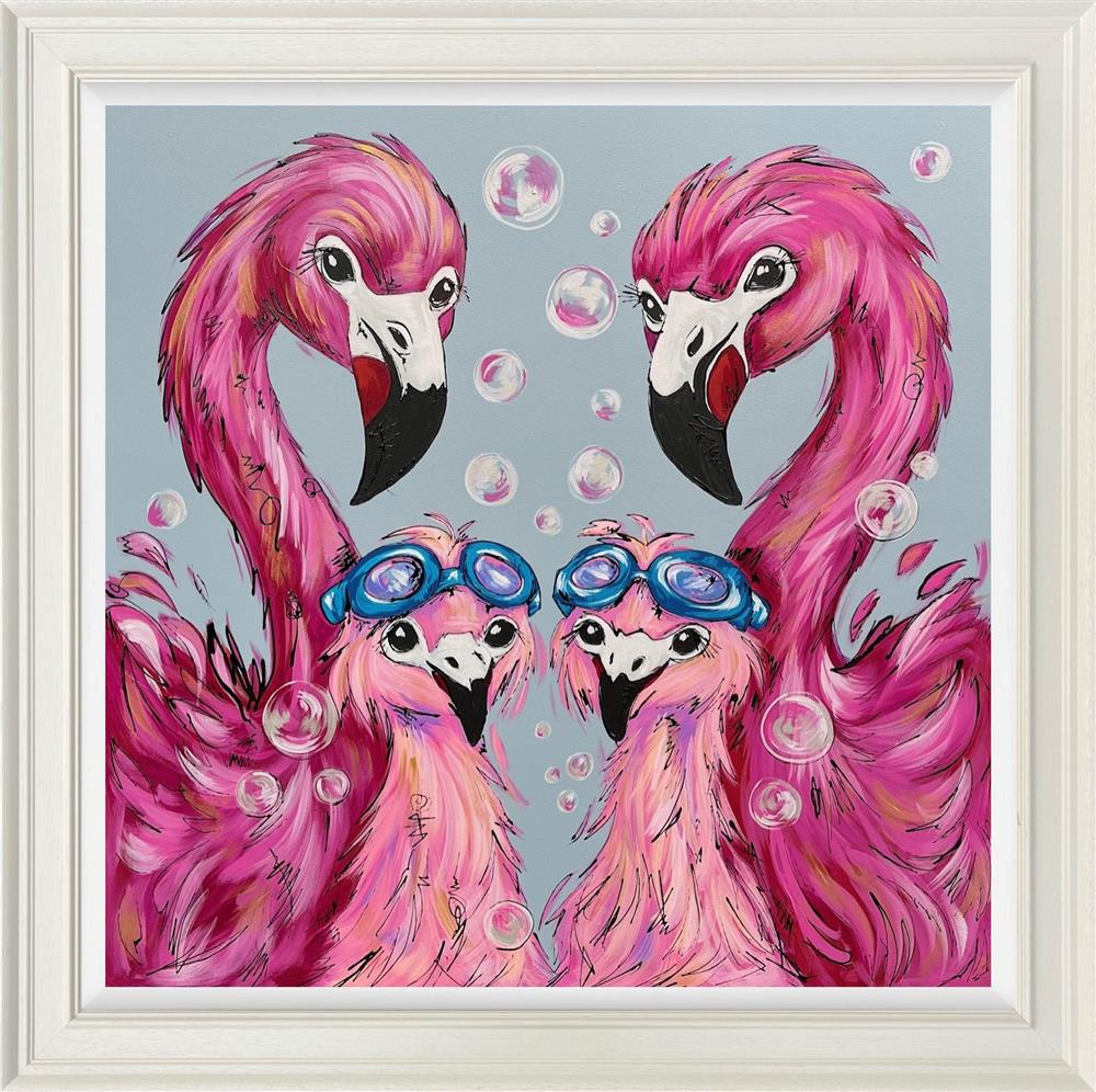 blushing bubbles framed original by artist amy louise