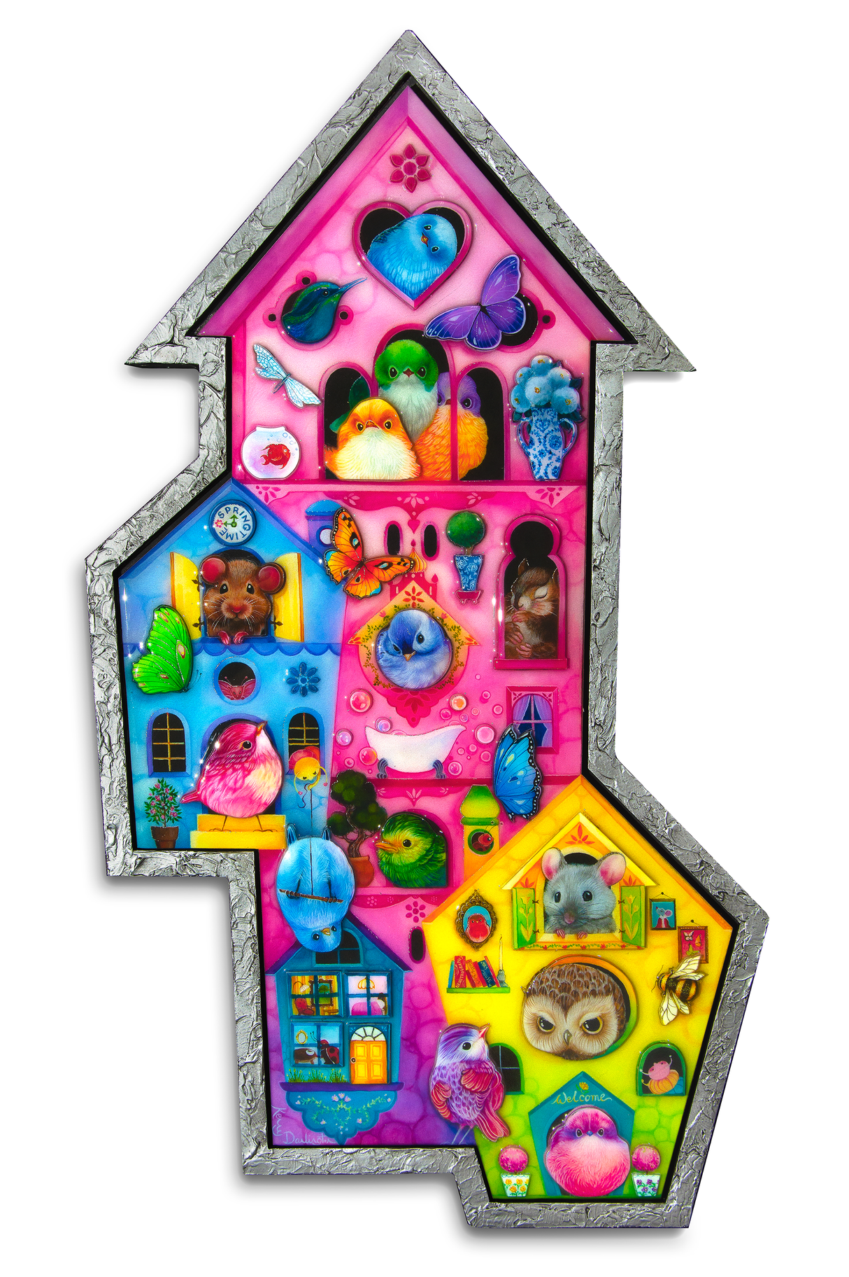 birds of a feather wall sculpture by artist Kerry darlington