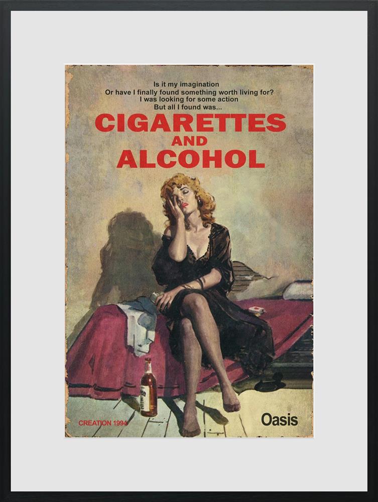 cigarettes and alcohol framed print by artist linda charles