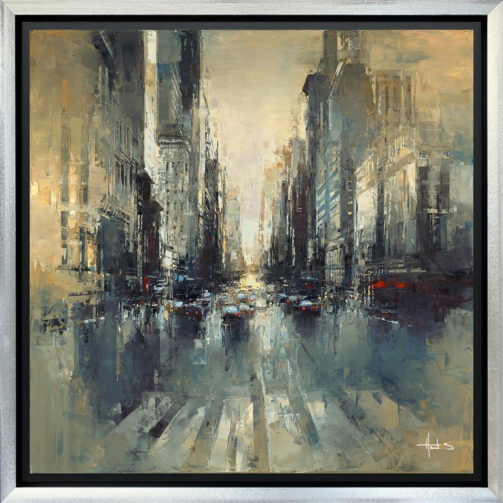crossing the streets of nyc framed print by artist benoit havard