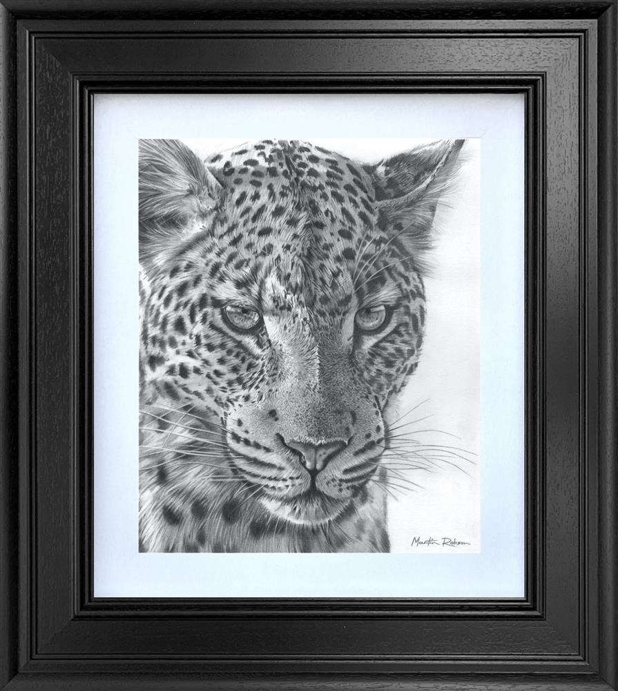 emerald gaze study framed print by artist martin robson