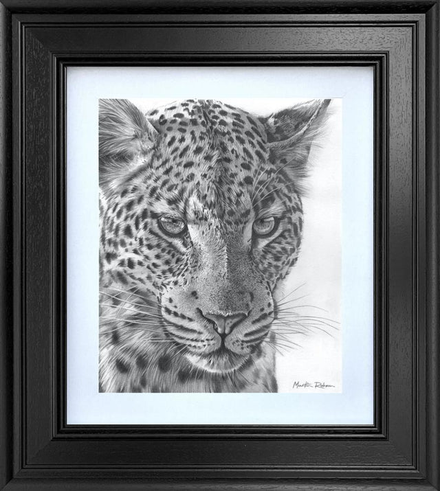 emerald gaze study framed print by artist martin robson