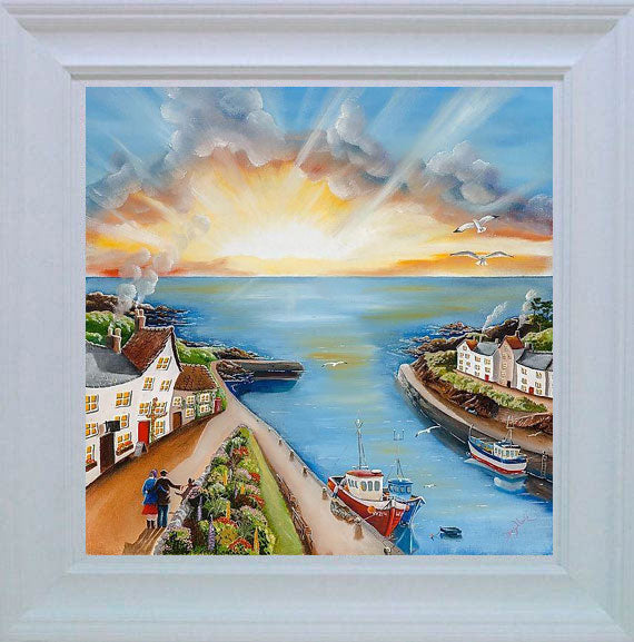 evening stroll framed print by artist caroline deighton