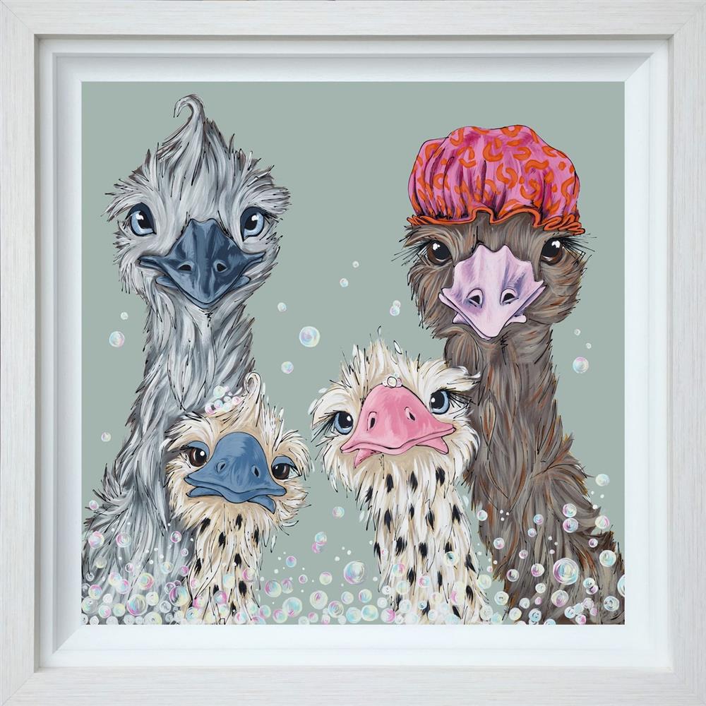 fun in the tub framed deluxe print by artist amy louise