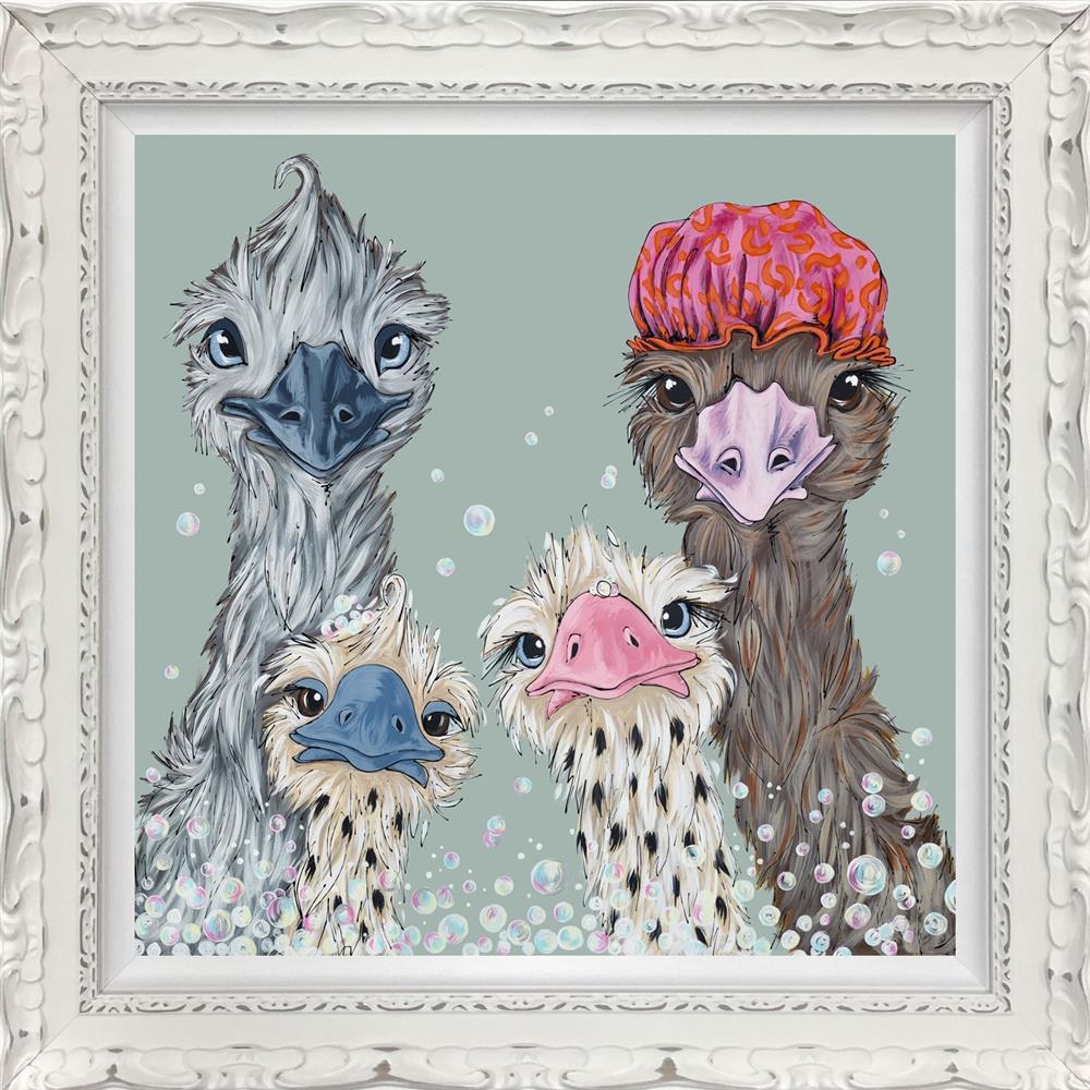 fun in the tub framed print by artist amy louise