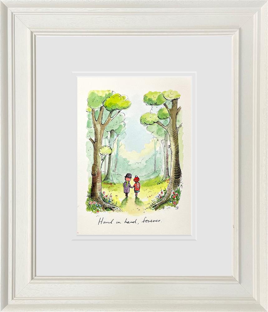 hand in hand forever sketch original framed by artist michael abrams