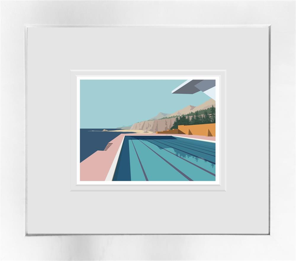 high board high tide framed miniature print by artist oshe
