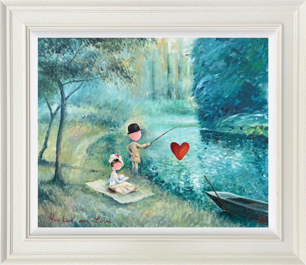 hooked on love framed original by artist michael abrams