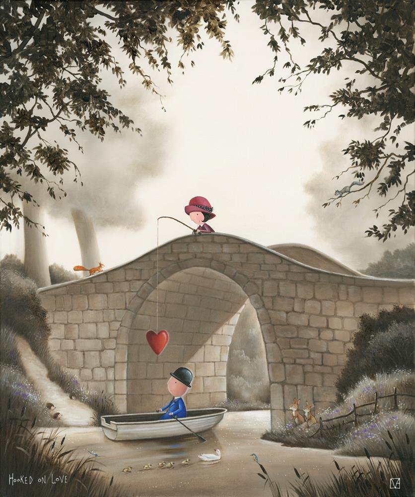 hooked on love unframed board only print by artist michael abrams