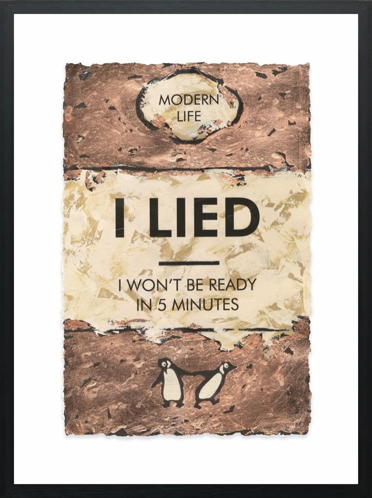 i lied bronze leafed edition framed print by artist hue folk