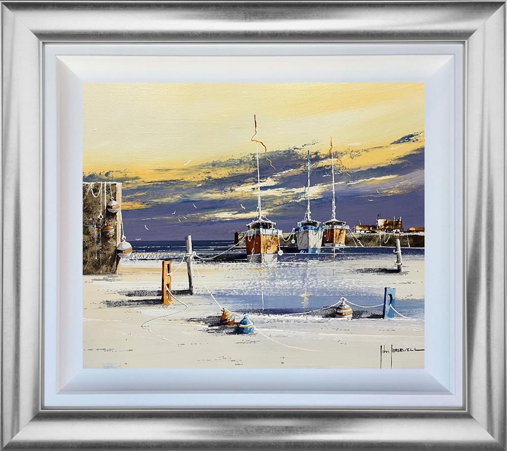 last light on the bay framed original by artist john horsewell