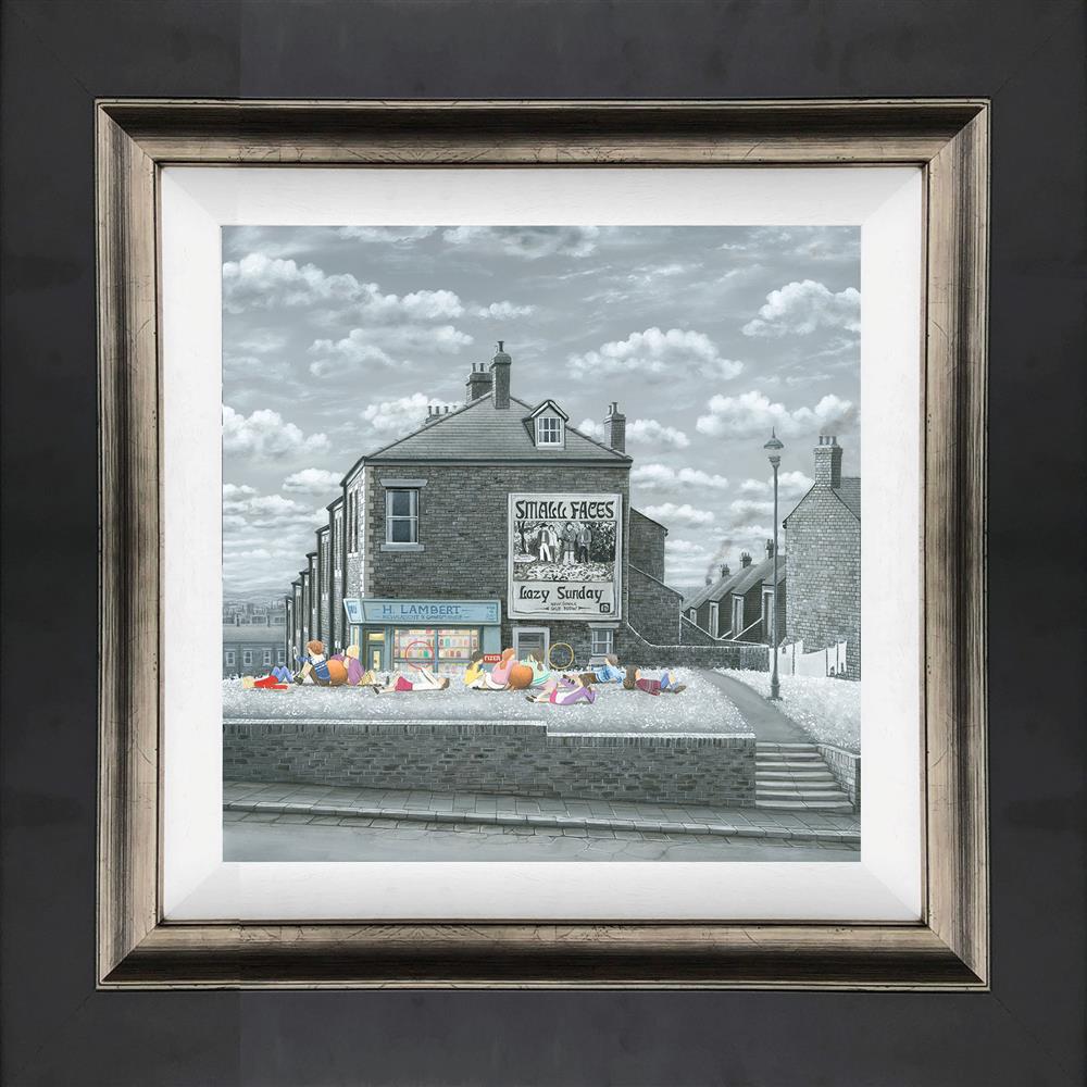 lazy sunday afternoon framed canvas print by artist leigh lambert