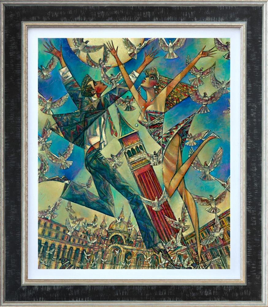 love birds framed print by artist andrei protsouk