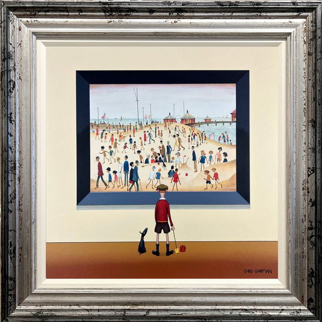 lowryish on the beach framed print by artist Chris Chapman