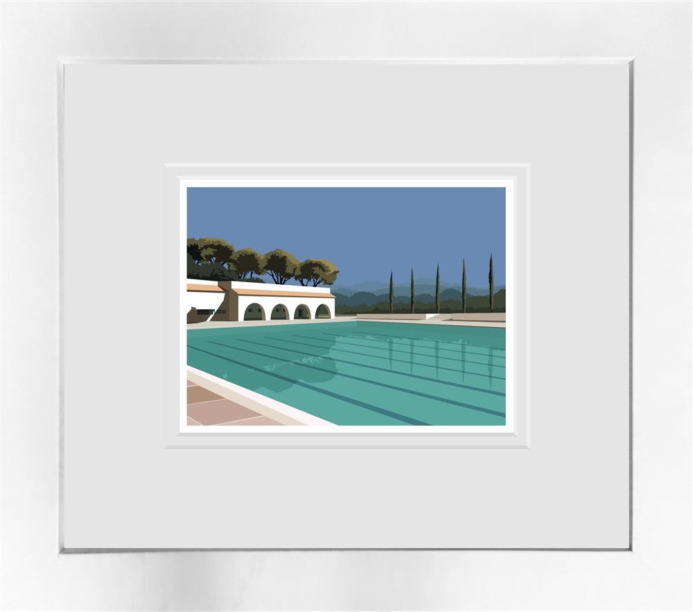 mediterranean cool down framed miniature print by artist oshe