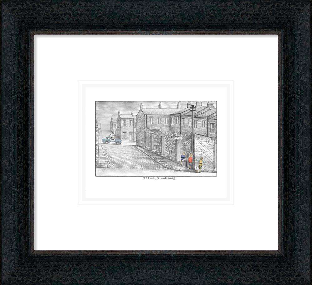 nobodyd watching sketch framed print by atist leigh lambert