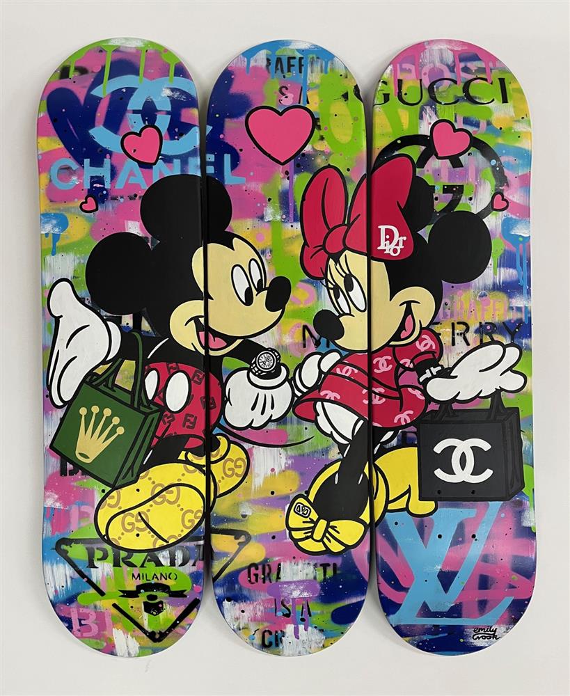one love skate deck original by artist emily crook