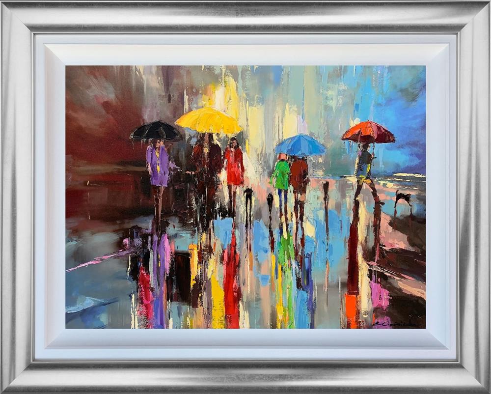 rainbow rainfall framed print by artist ewa czarniecka