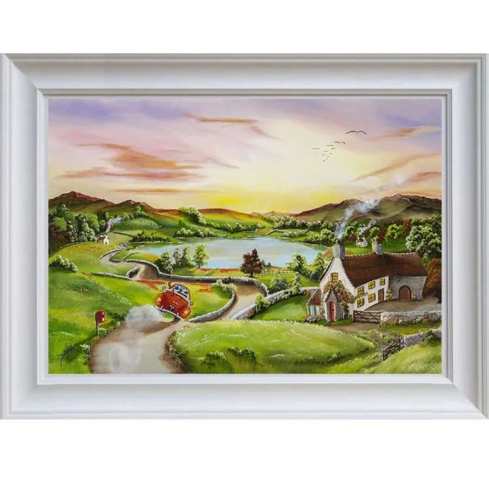 round the bend framed print by artist caroline deighton
