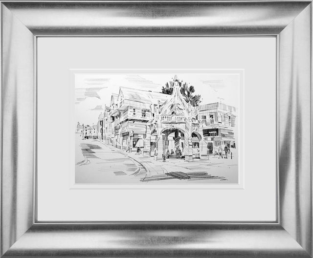 salisbury cross framed sketch print by artist colin brown