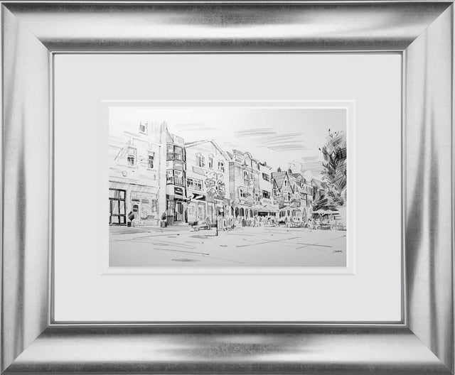 salisbury market square sketch framed print by artist colin brown