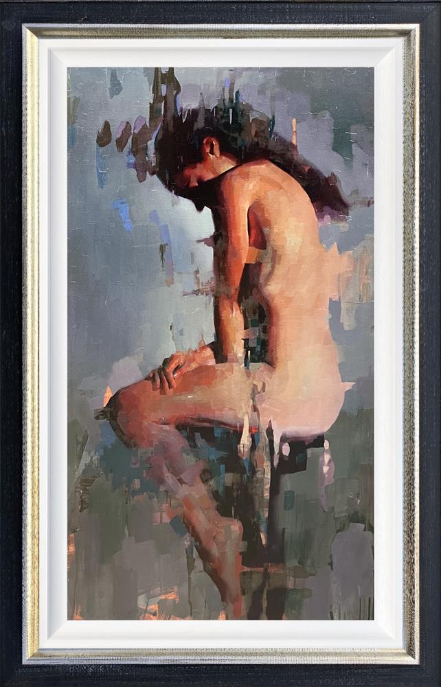 seated nude ii deluxe framed print by artist saun othen