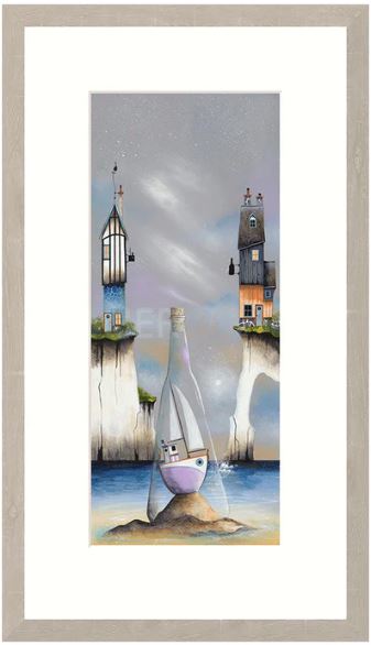ship in a bottle framed print by artist gary walton