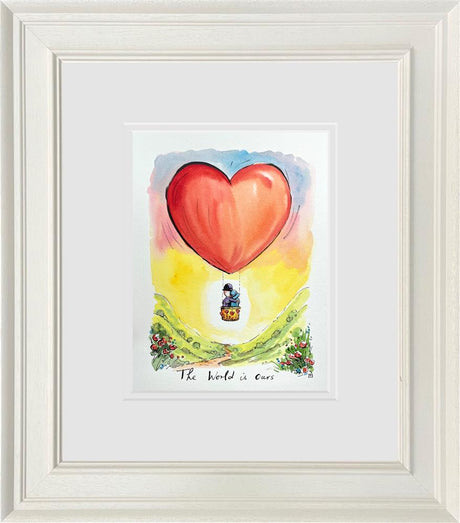 the world is our sketch original framed by artist michael abrams