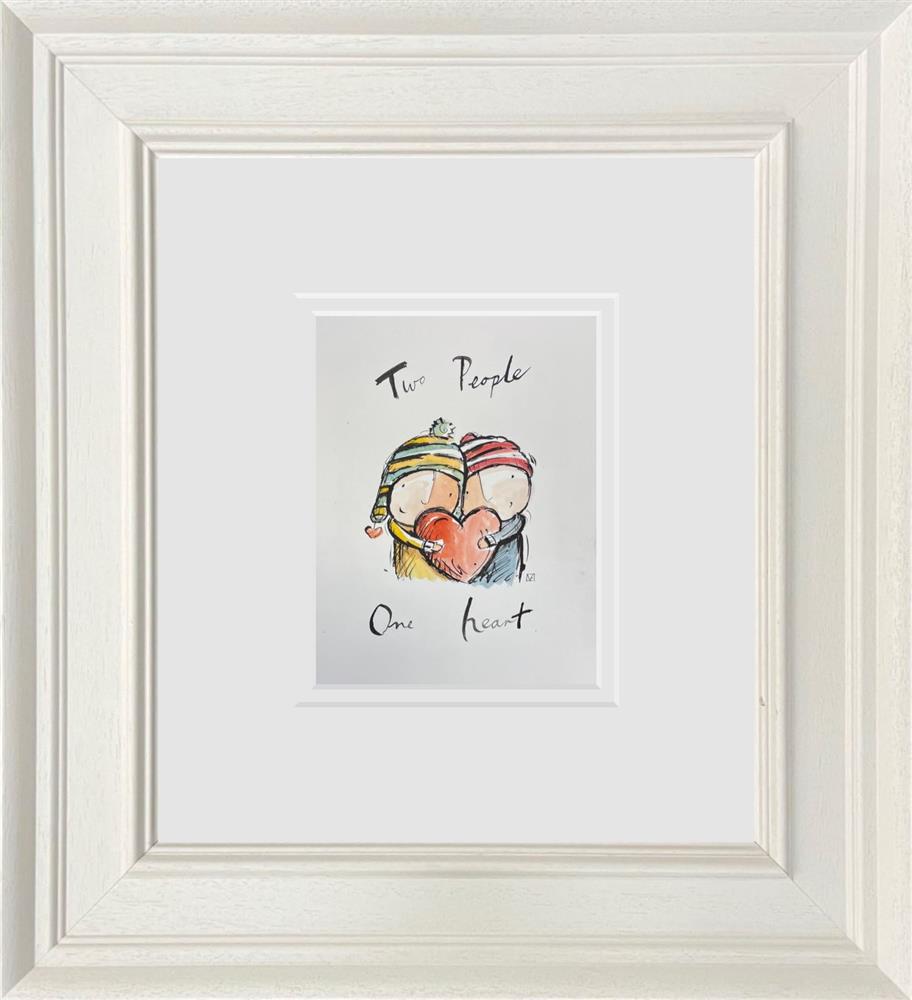 two people one heart sketch original framed by artist michael abrams