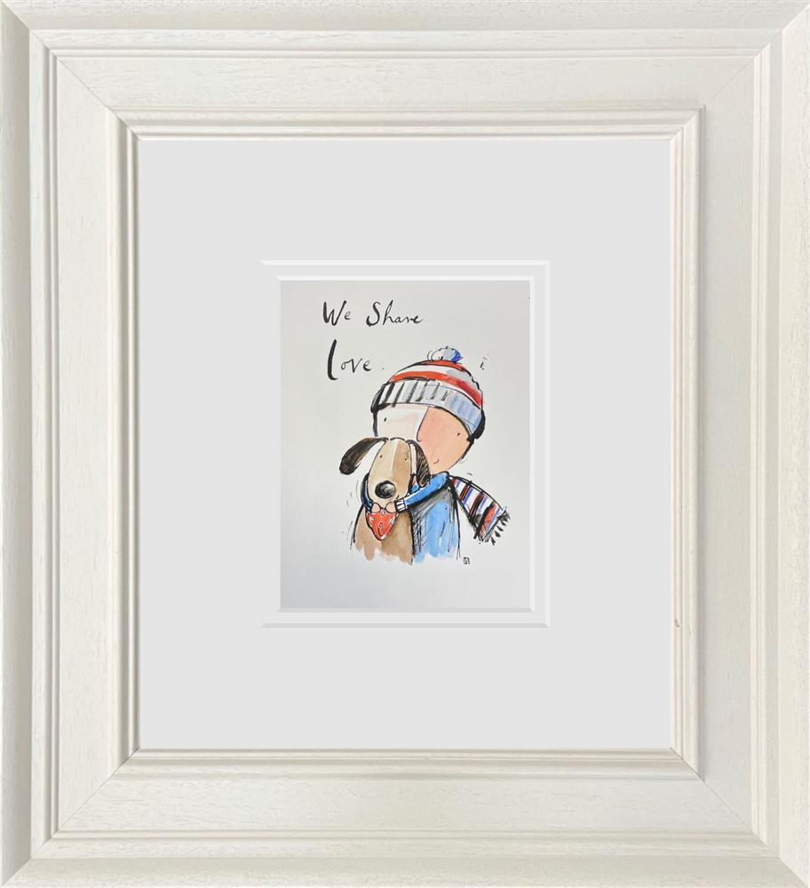 we share love sketch original framed by artist michael abrams