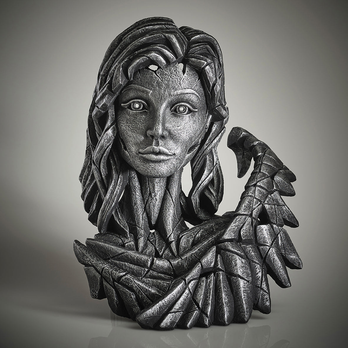 angel in silver spirit colouring sculpture bust by artist edge sculpture