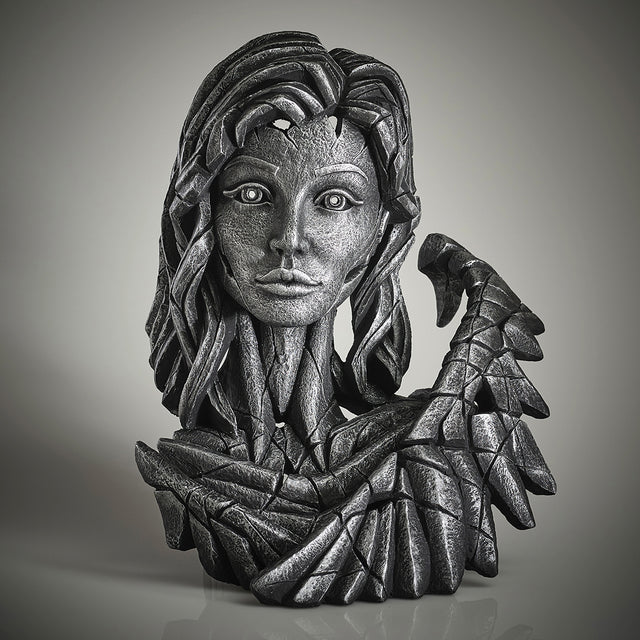 angel in silver spirit colouring sculpture bust by artist edge sculpture