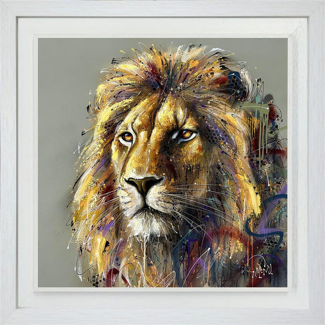 aslan framed original by artist joe galindo