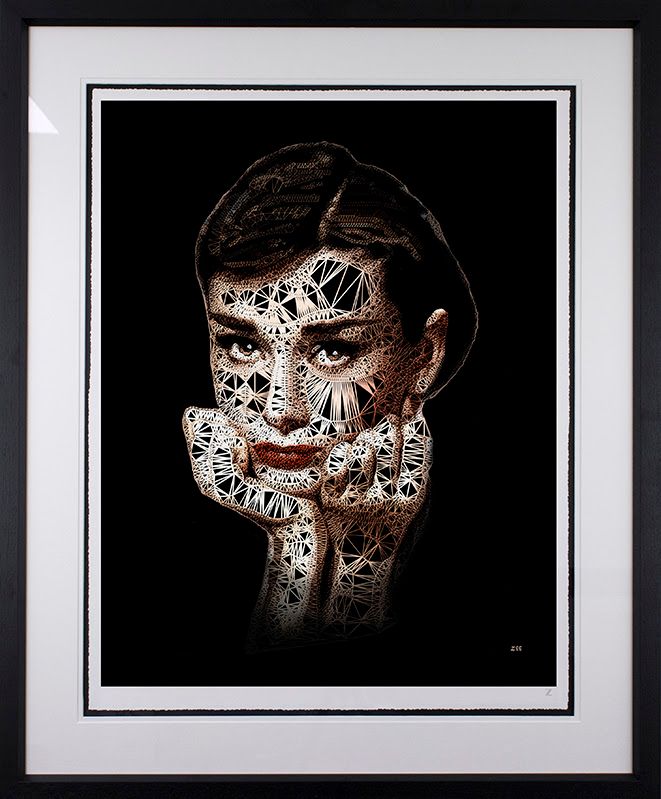 audrey black framed print by artist zee