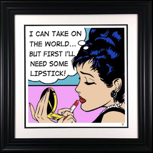 audrey lipstick framed print by artist jj adams