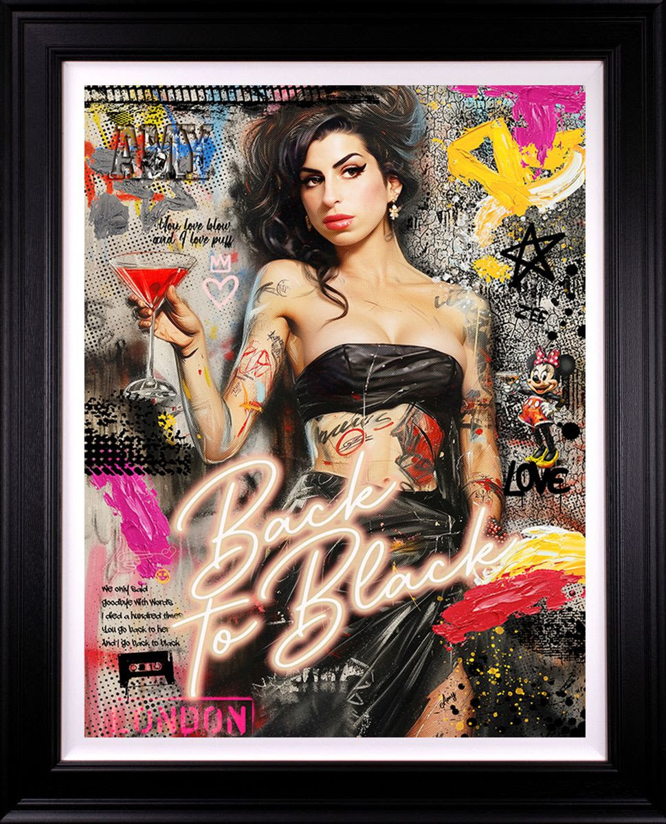 back tp black deluxe edition black framed print by artist zee