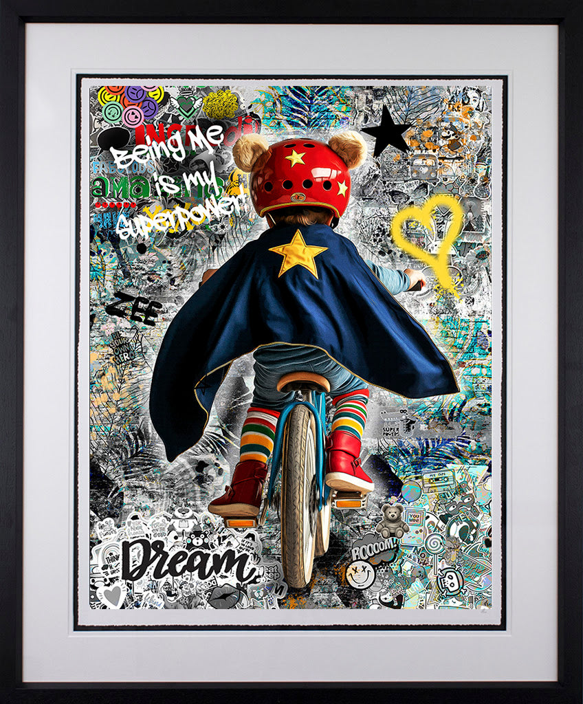 being me is my super power black framed print by artist zee