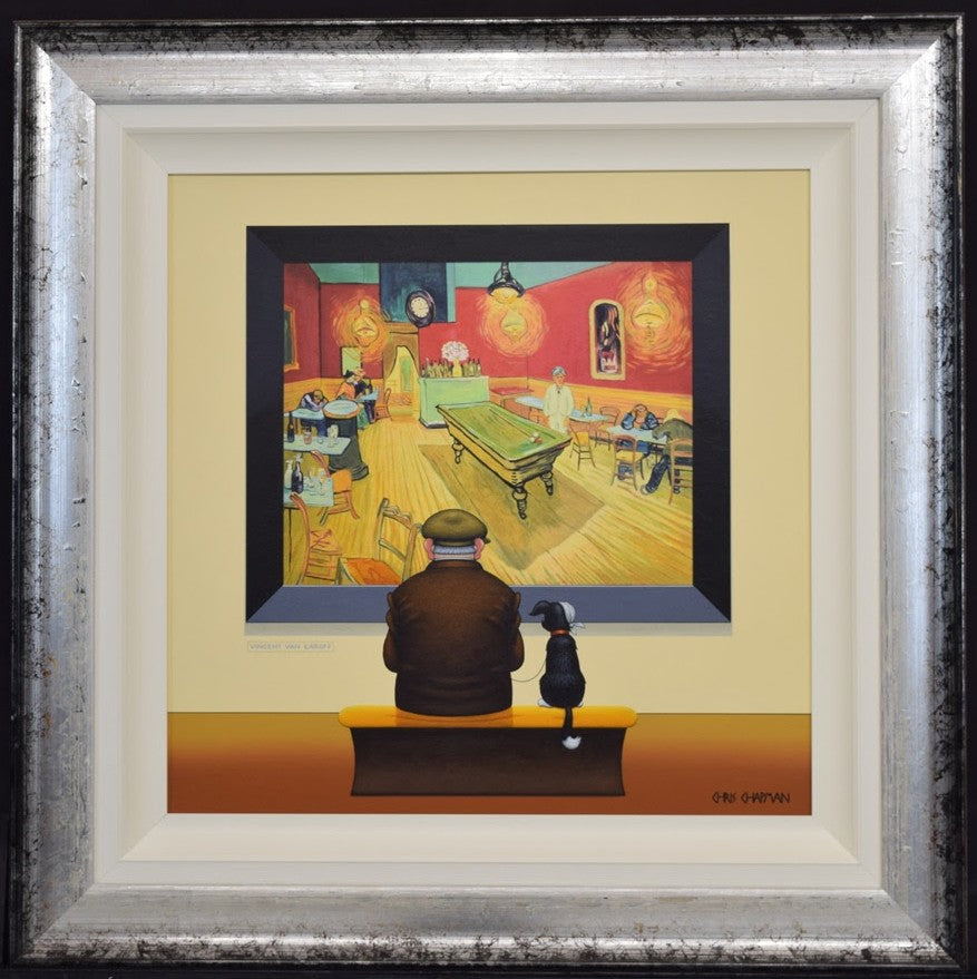 billiards in the bar framed print by artist chris chapman