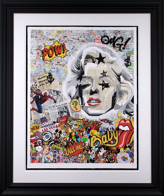 blonde bombshell black framed print by artist zee