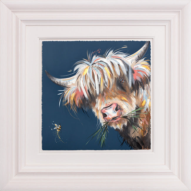 blue moo framed print by artist Ashley saunders