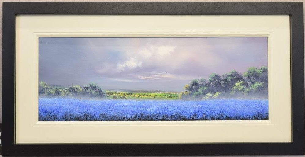 bluebell meadows framed original by artist allan morgan