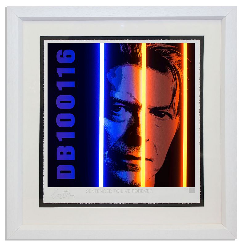 bowie print framed in white by artist courty