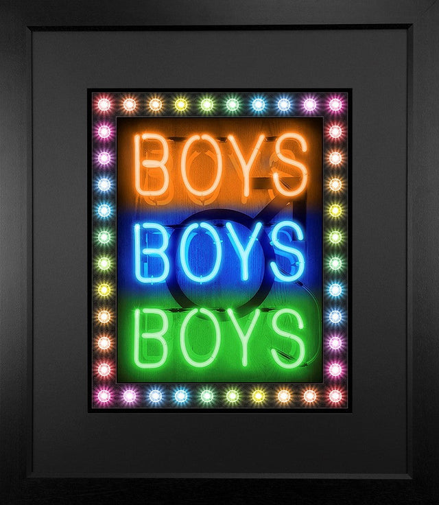 boys boys boys pride print framed in black by artist courty