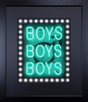 boys boys boys turquoise print framed in black by artist courty