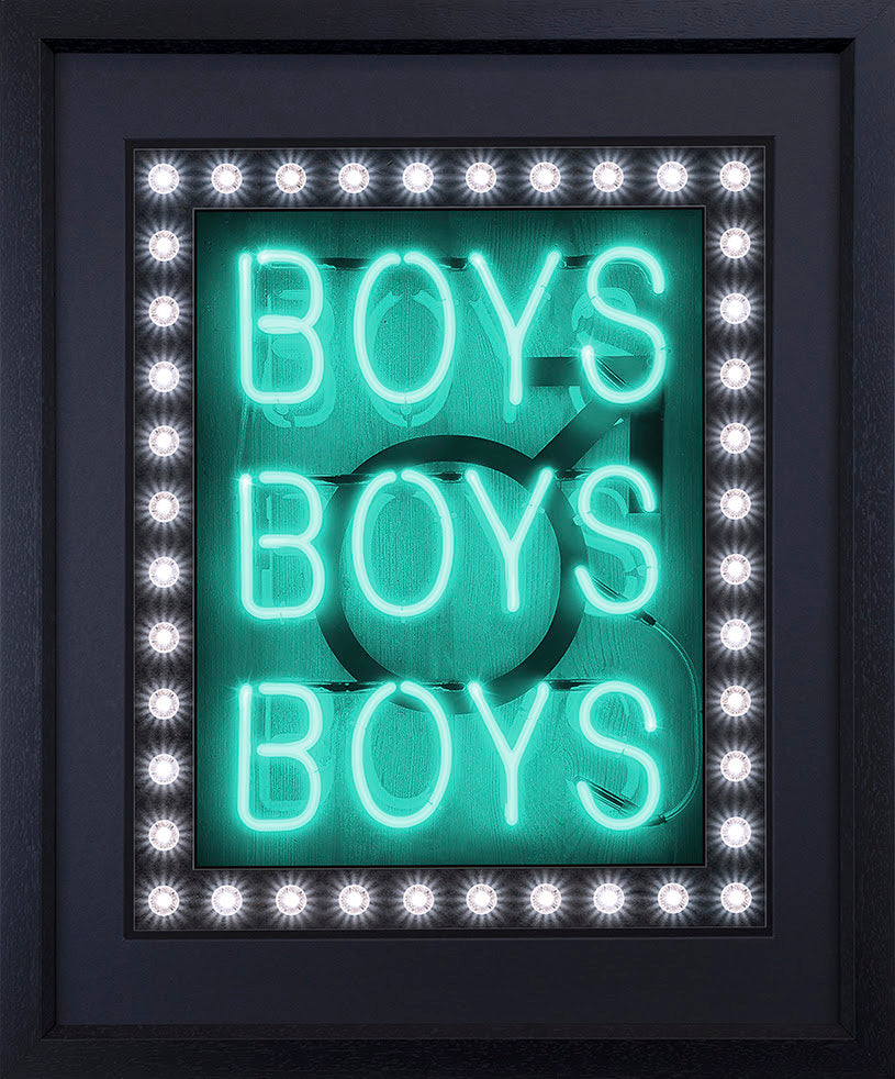 boys boys boys turquoise deluxe print by artist courty