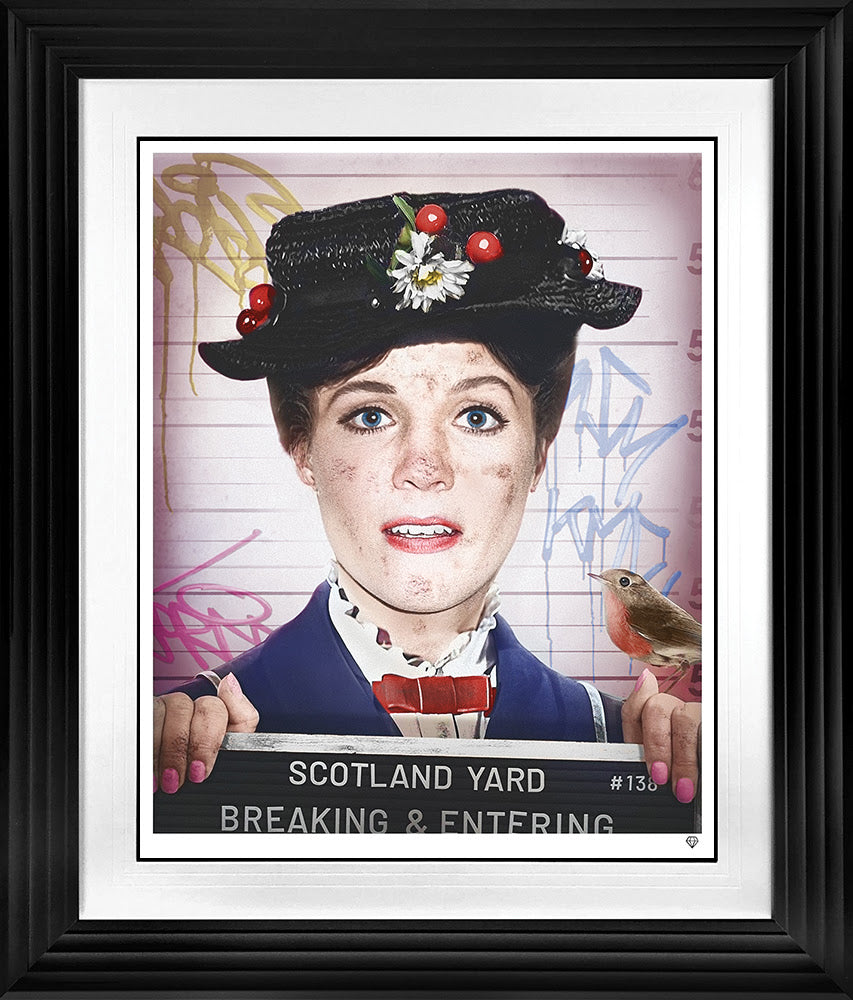 breaking and entering print framed in black by artist jj adams