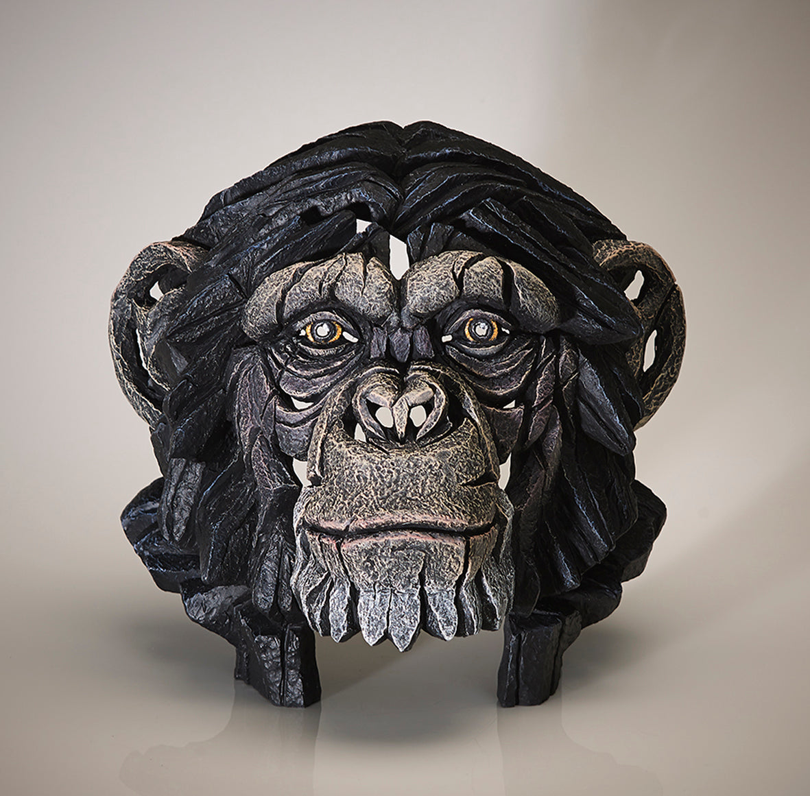 chimpanzee sculpture bust by artist edge sculpture