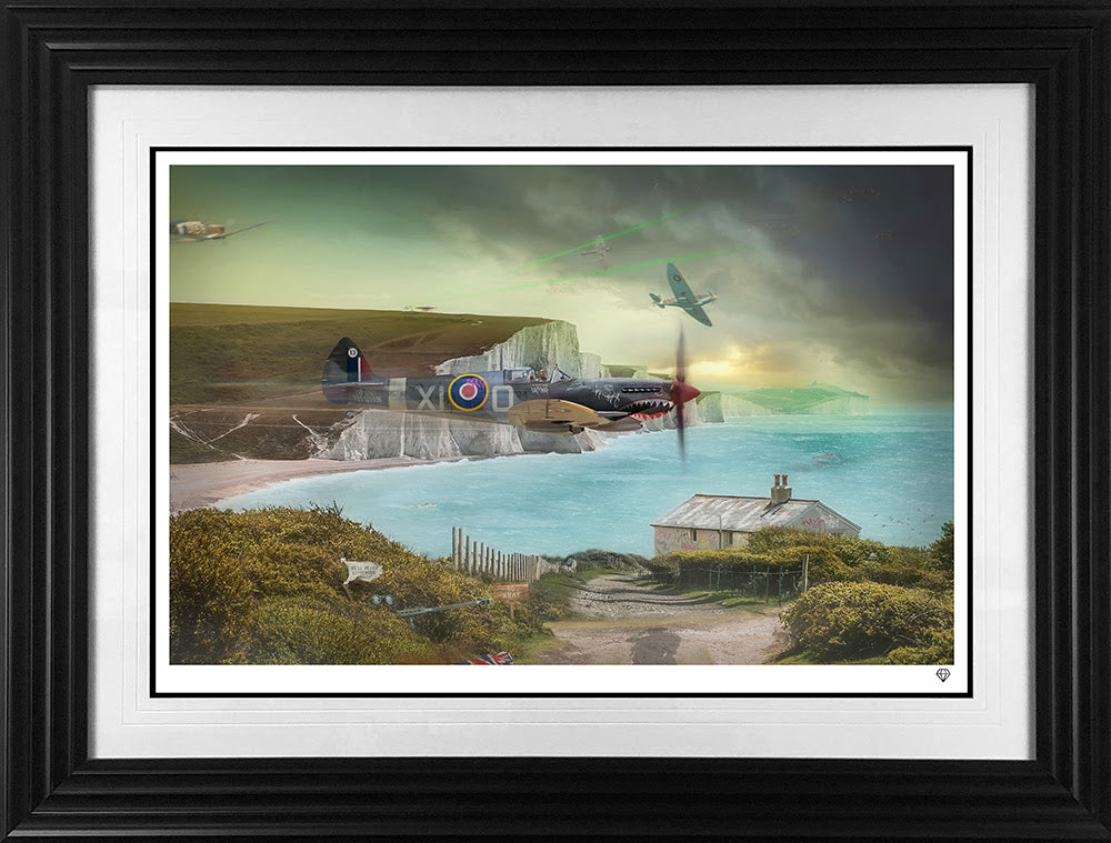 clifftop scramble framed in black by artist jj adams