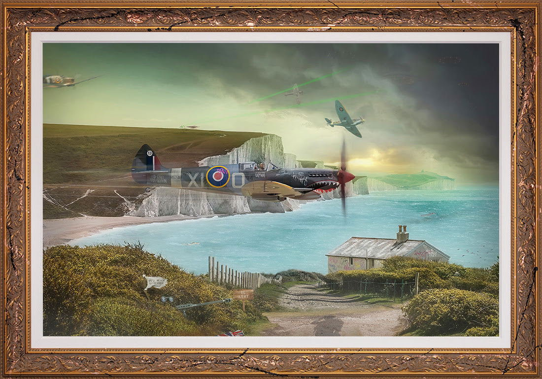 clifftop scramble framed original by artist jj adams